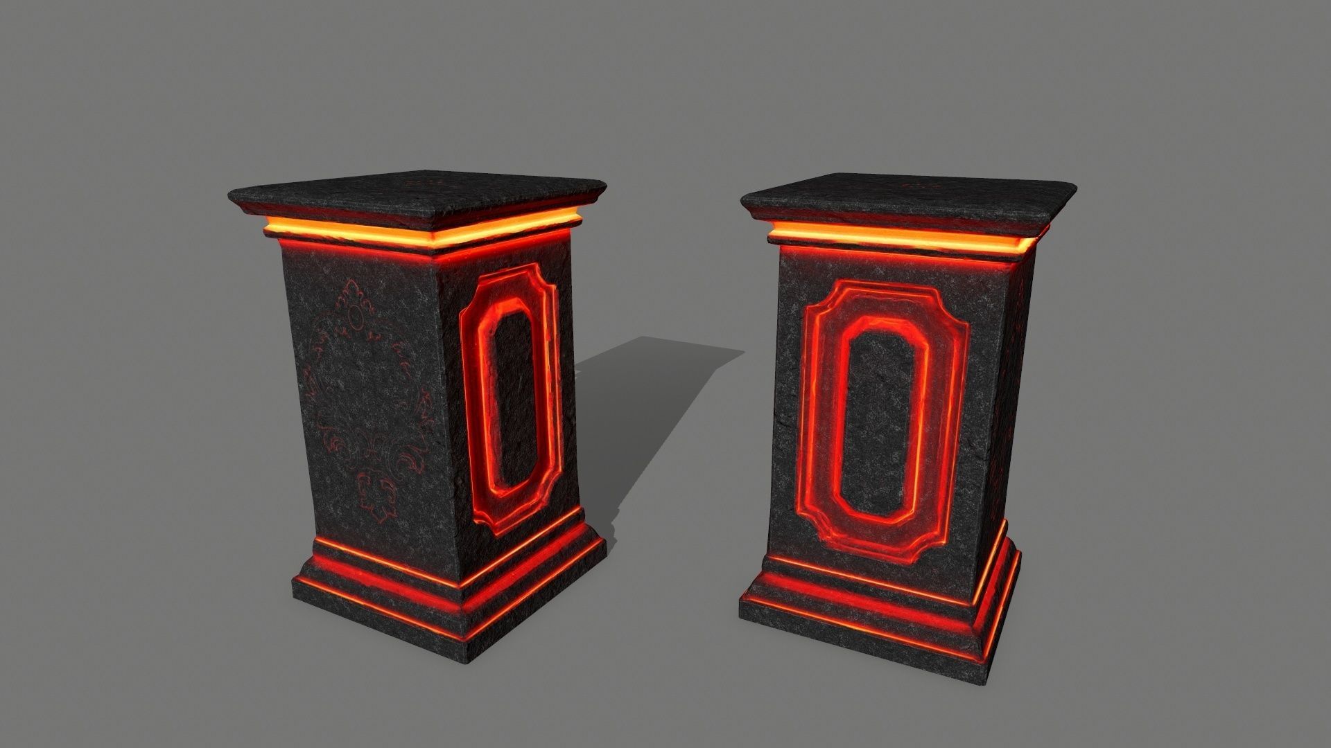 tombstone set two tombstones with skull in middle Low-poly 3D model_18
