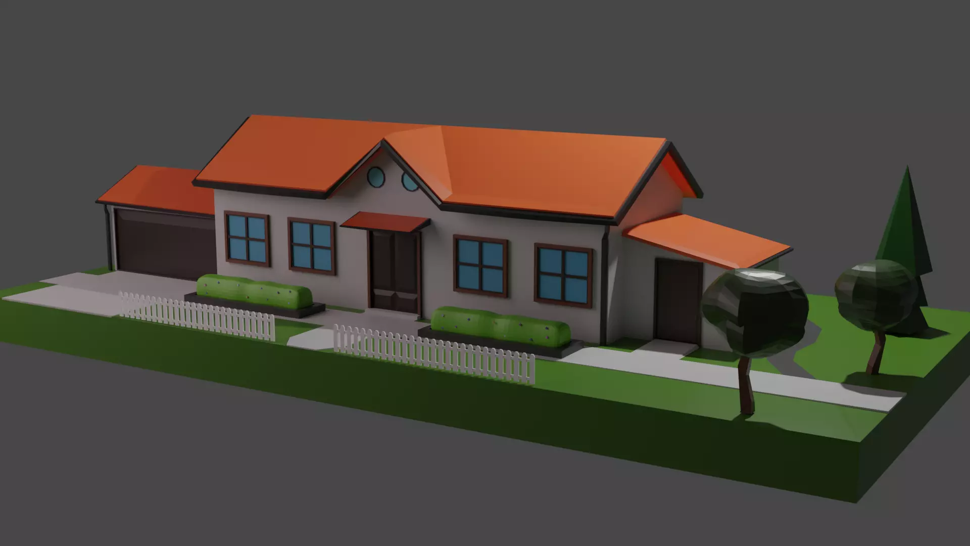 House Cartoon style 3D model Low-poly 3D model_0