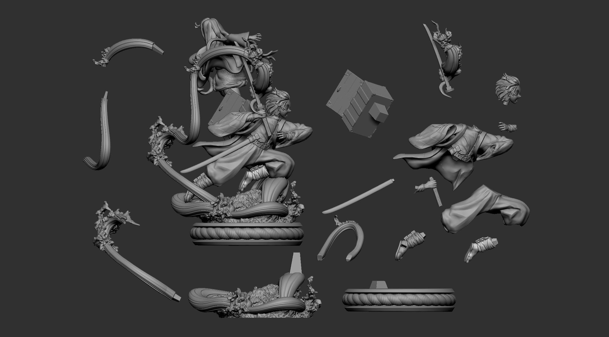 Tanjiro and Nezuko 3D print model_3