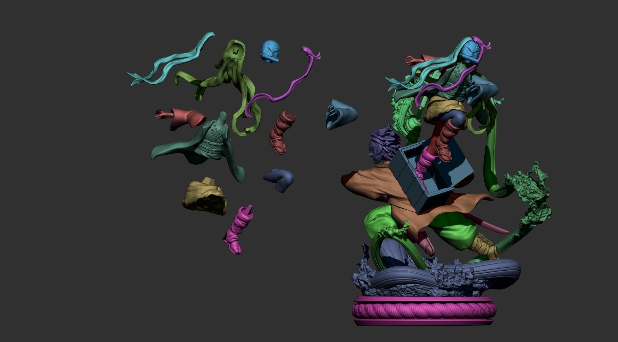 Tanjiro and Nezuko 3D print model_8