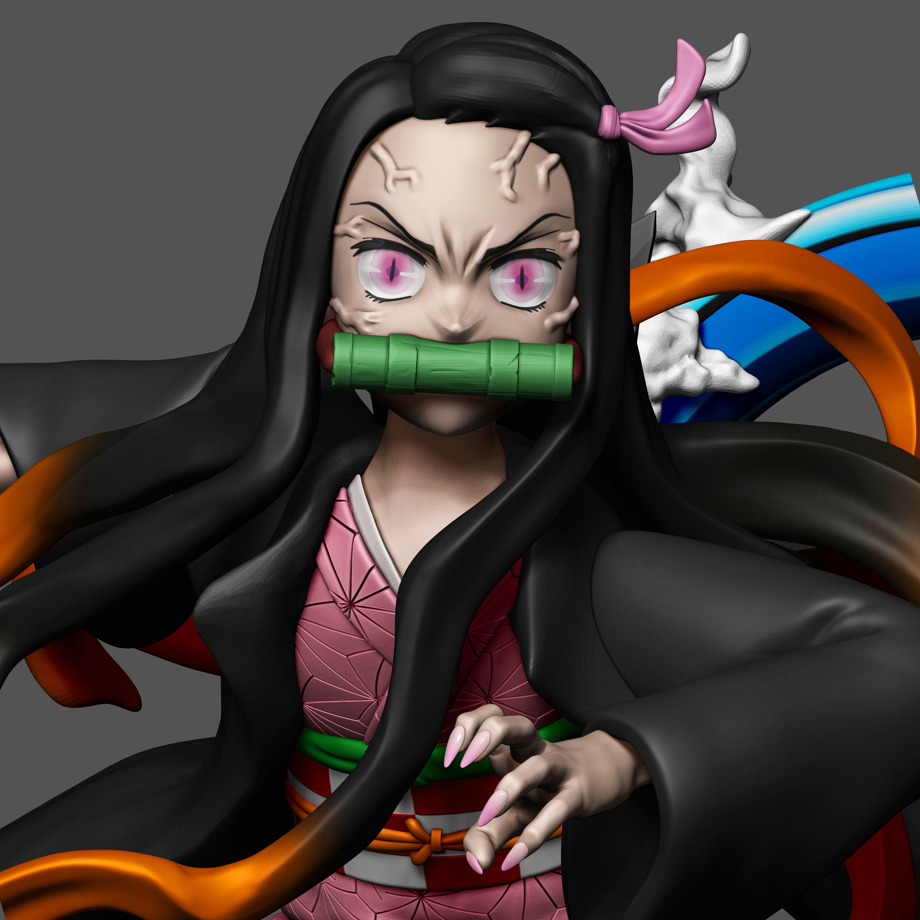 Tanjiro and Nezuko 3D print model_6
