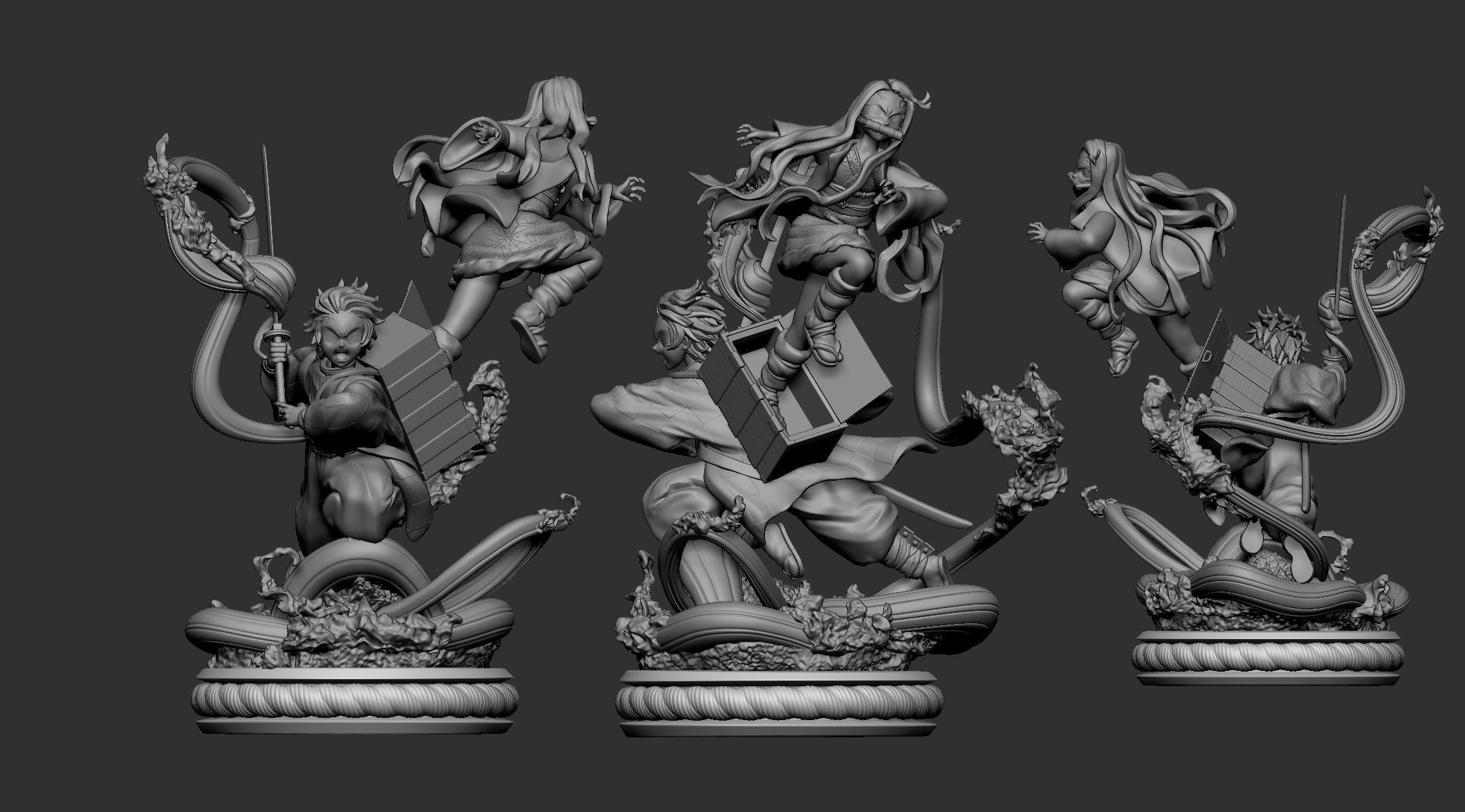 Tanjiro and Nezuko 3D print model_11