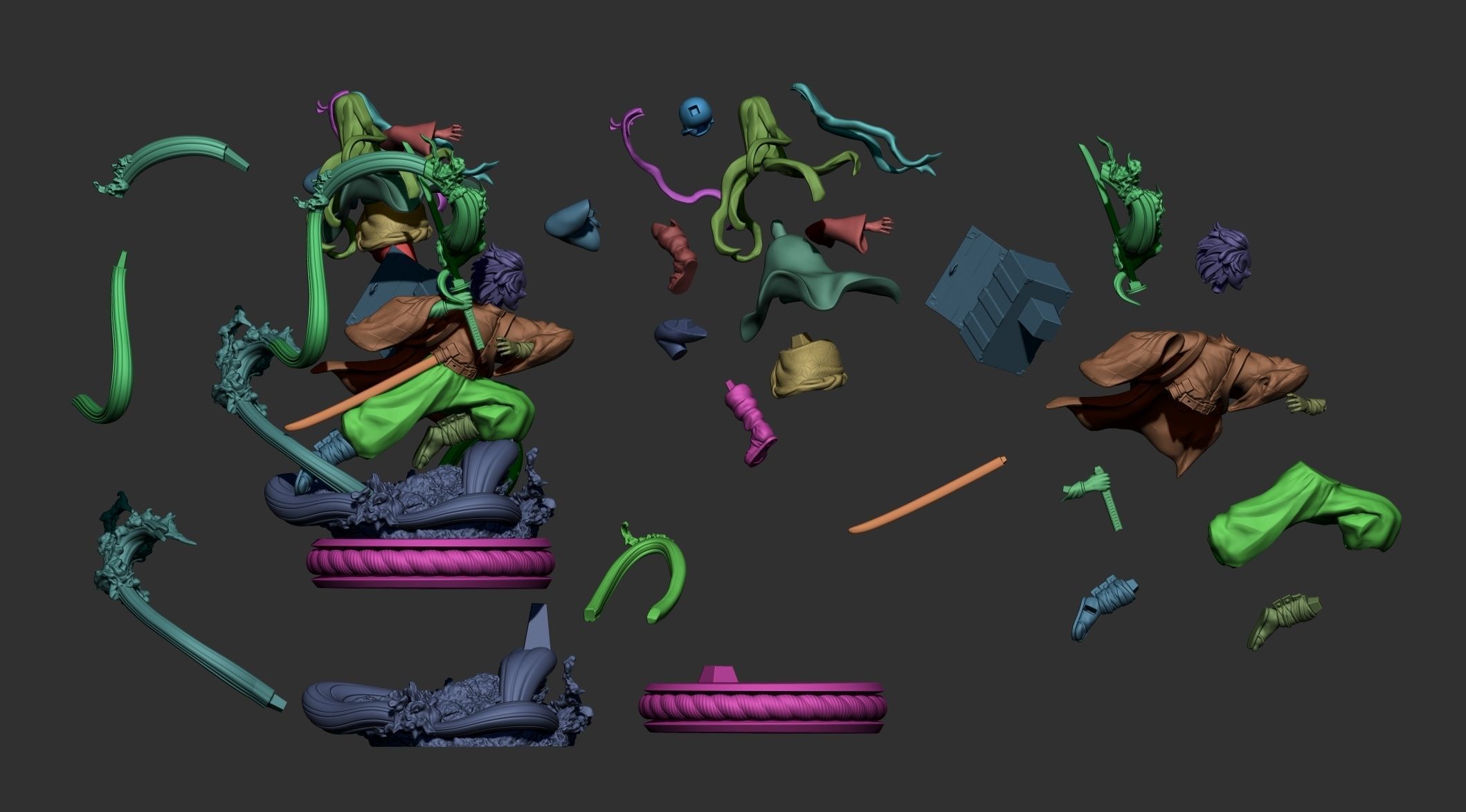 Tanjiro and Nezuko 3D print model_13