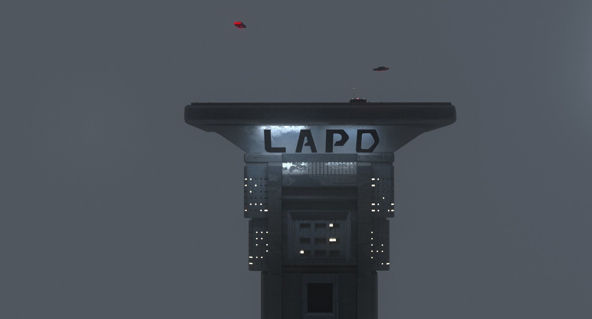 LAPD Bladerunner Building cyberpunk 3D model_3