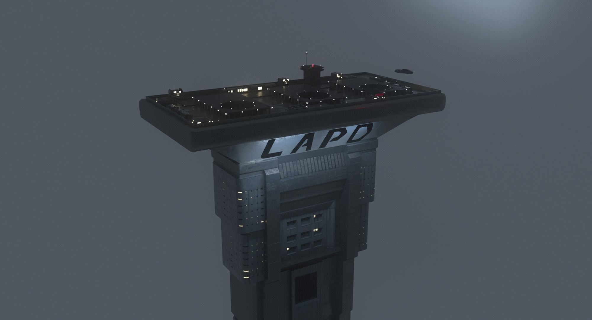 LAPD Bladerunner Building cyberpunk 3D model_2