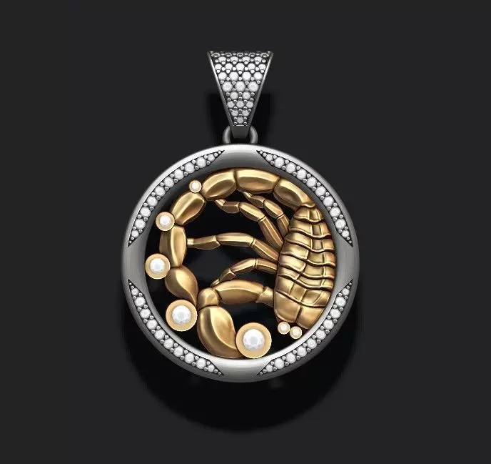 Horoscope Scorpion pendant with gems 3D print model_0