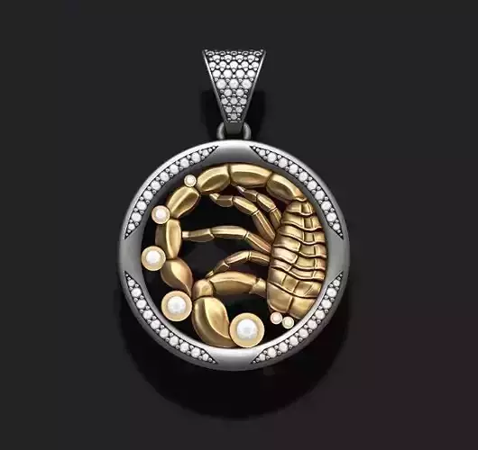 Horoscope Scorpion pendant with gems