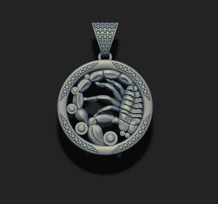 Horoscope Scorpion pendant with gems 3D print model_3