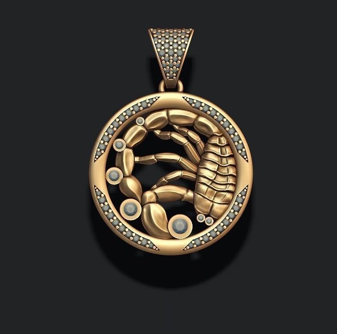 Horoscope Scorpion pendant with gems 3D print model_2