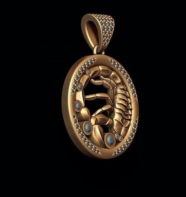 Horoscope Scorpion pendant with gems 3D print model_7