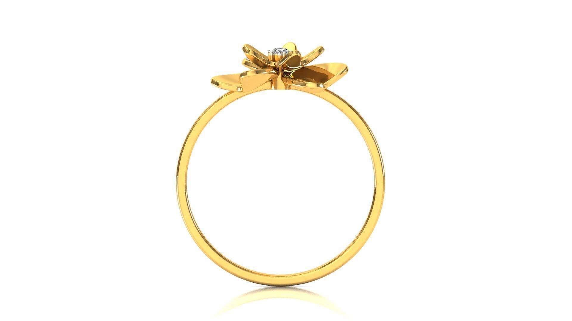 Ring-10 rose gold flower ring with diamonds 3D print model_10