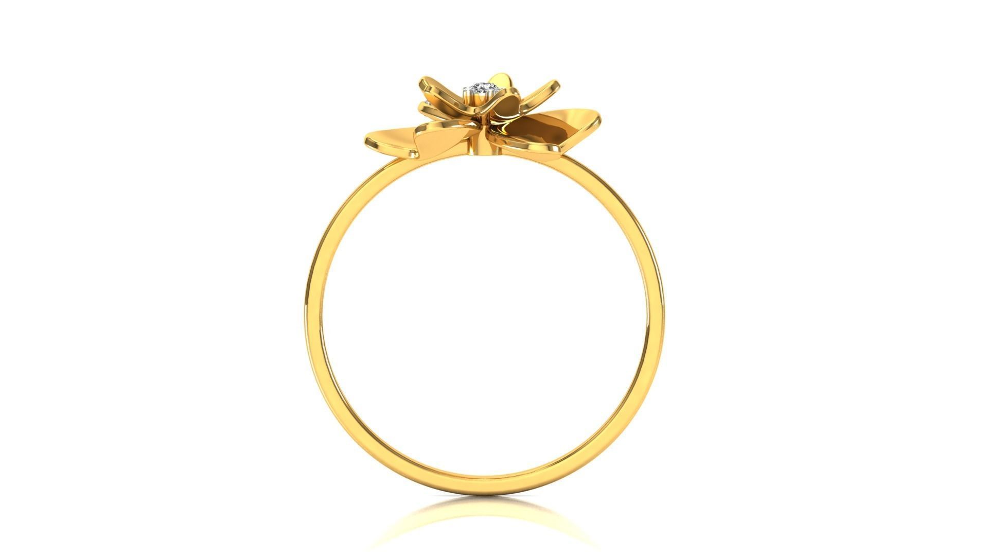 Ring-10 rose gold flower ring with diamonds 3D print model_11