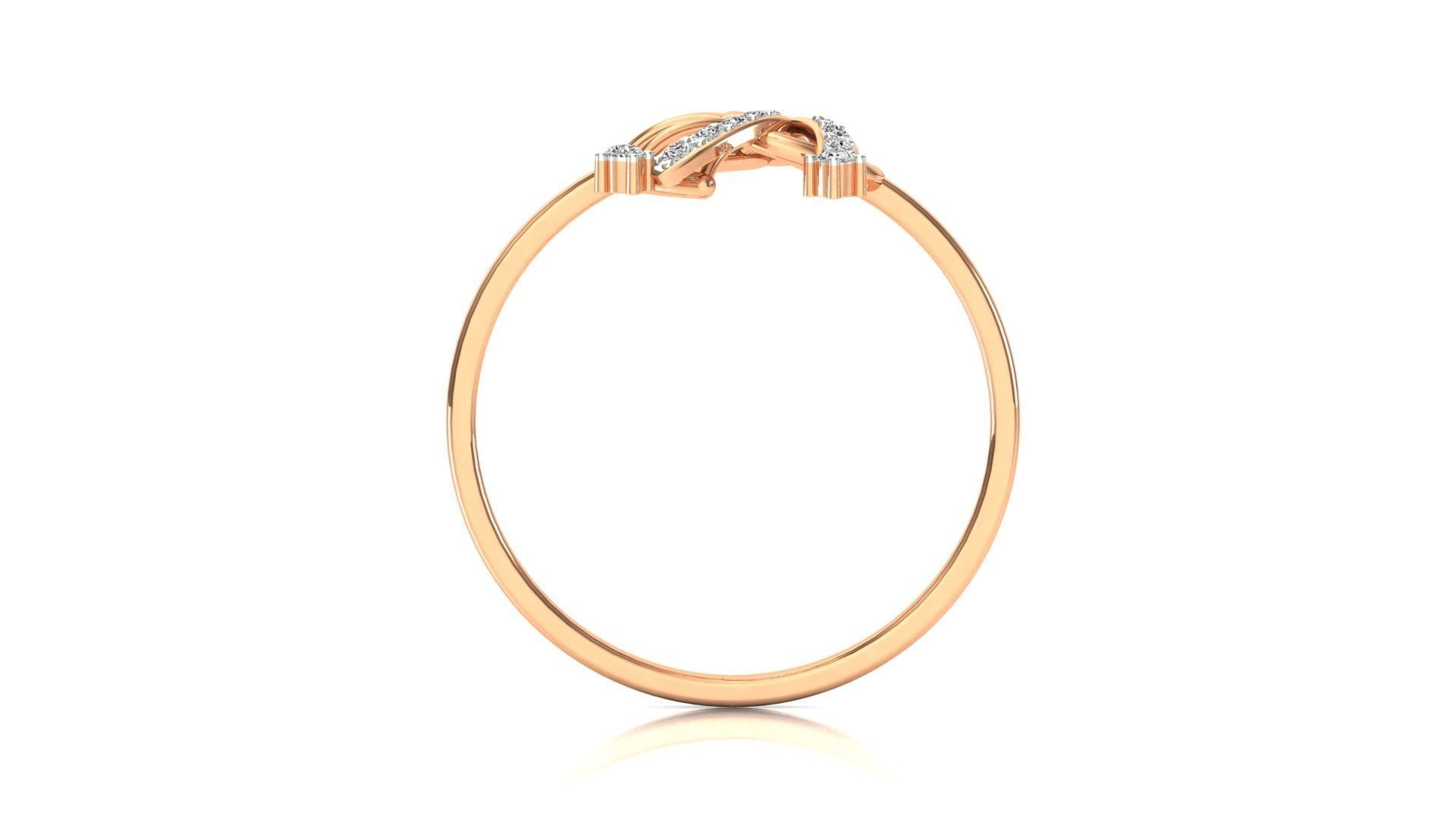 Ring-09 rose gold leaf ring with diamonds 3D print model_7