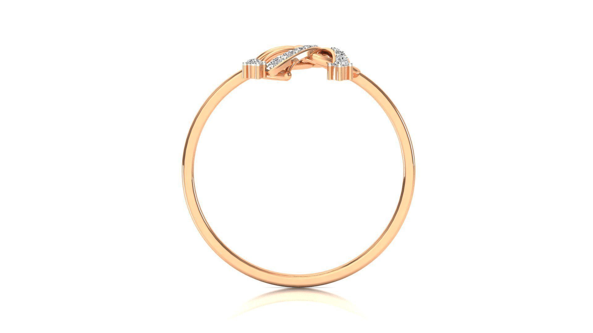 Ring-09 rose gold leaf ring with diamonds 3D print model_6