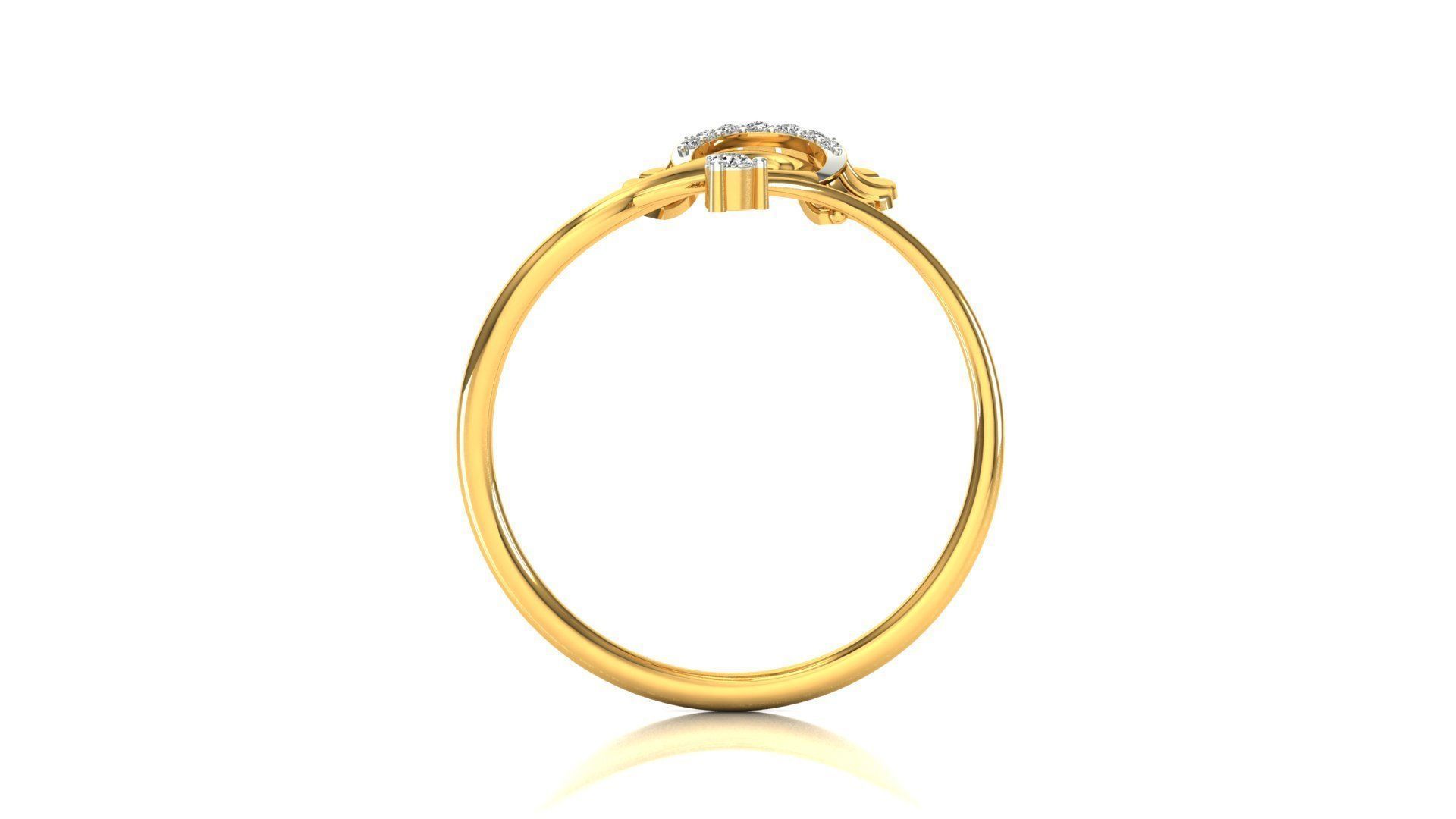 Ring-08 peacock ring in rose gold with diamonds 3D print model_10