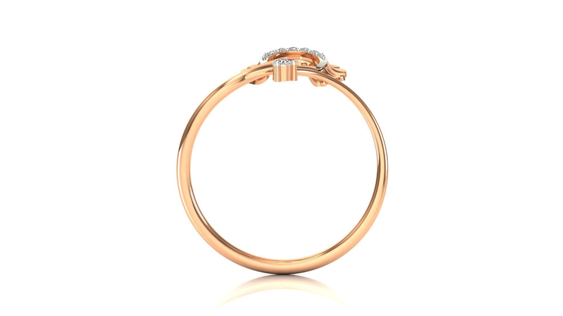 Ring-08 peacock ring in rose gold with diamonds 3D print model_7