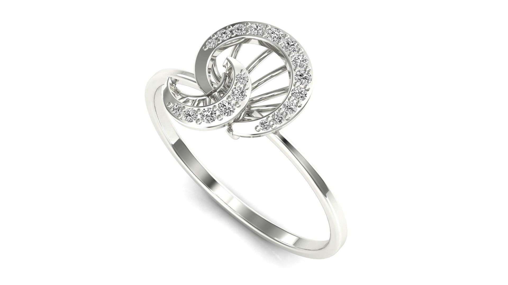 Ring-07 sterling silver pendant with diamond in middle 3D print model_3