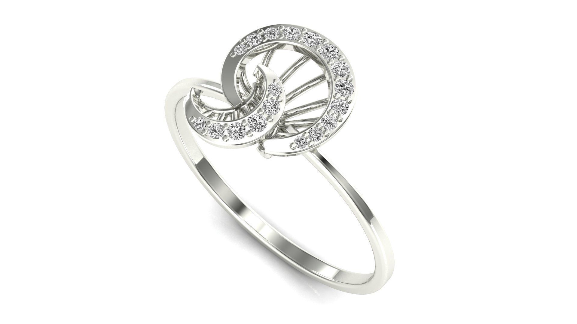 Ring-07 sterling silver pendant with diamond in middle 3D print model_2