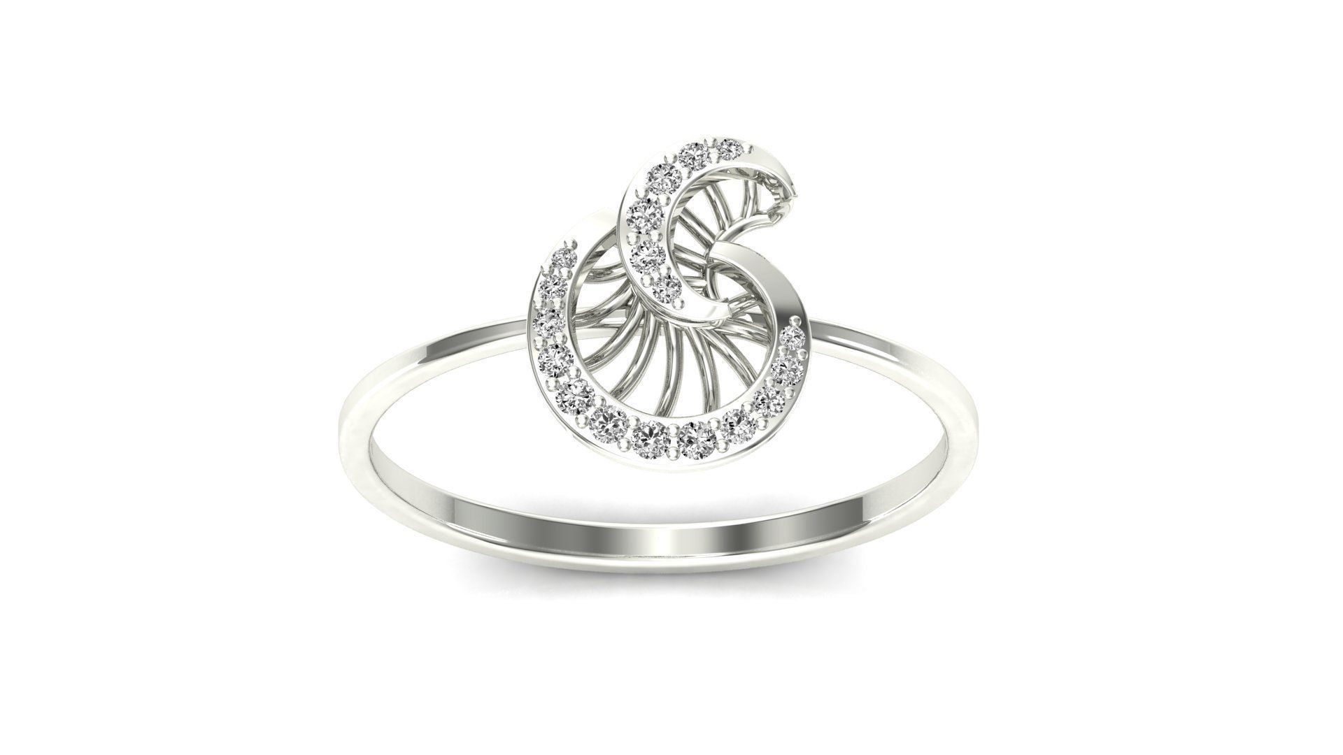 Ring-07 sterling silver pendant with diamond in middle 3D print model_20