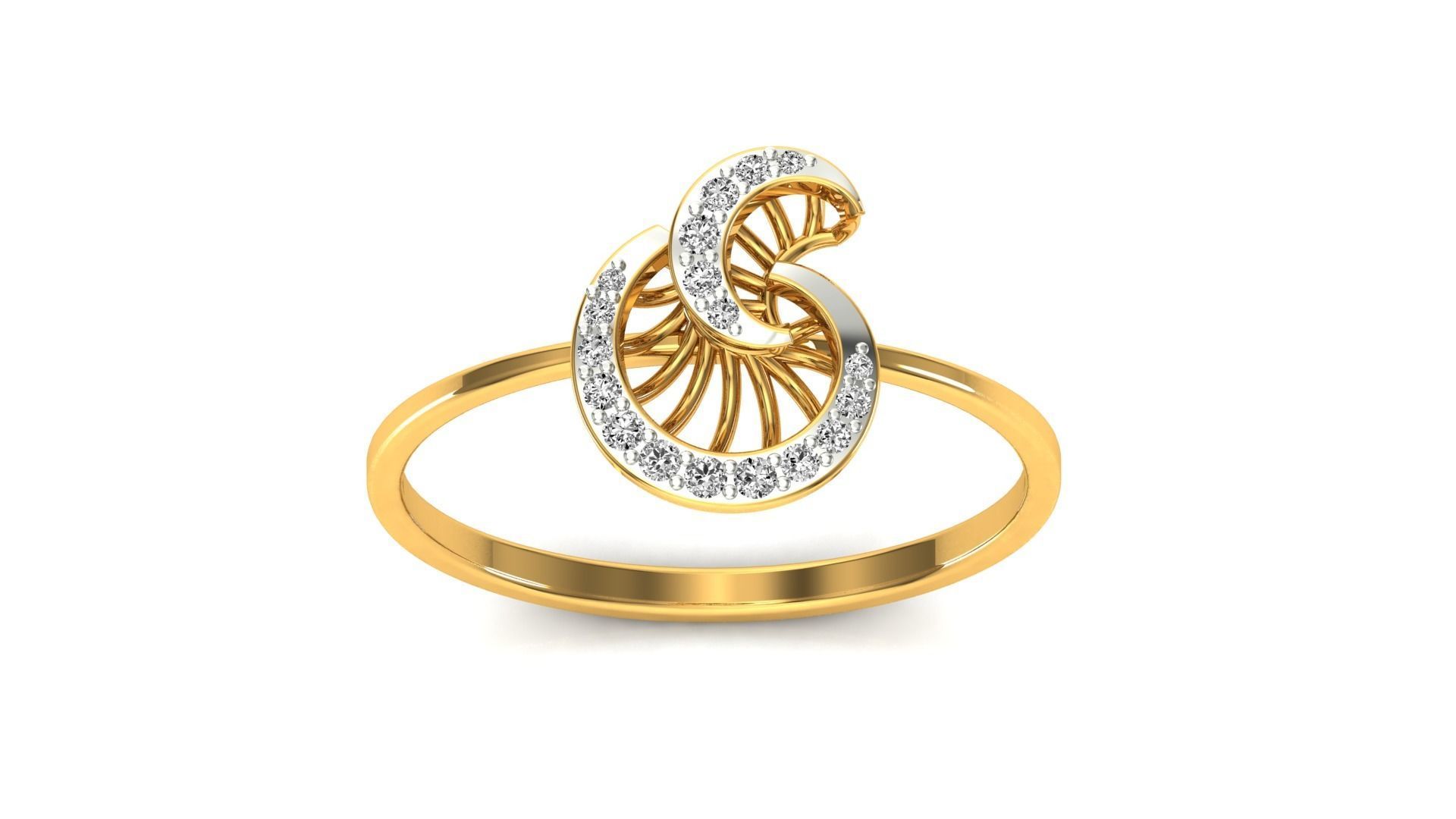 Ring-07 sterling silver pendant with diamond in middle 3D print model_23