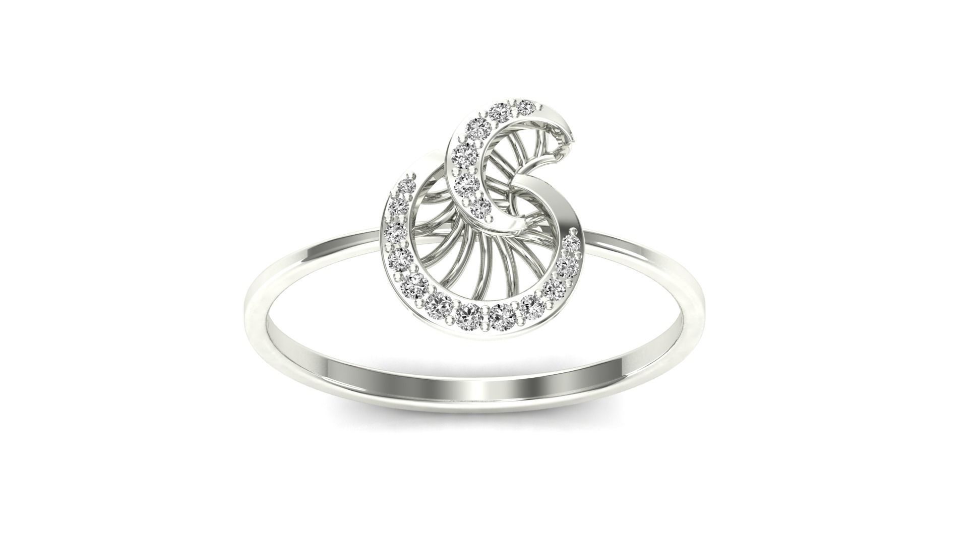 Ring-07 sterling silver pendant with diamond in middle 3D print model_21