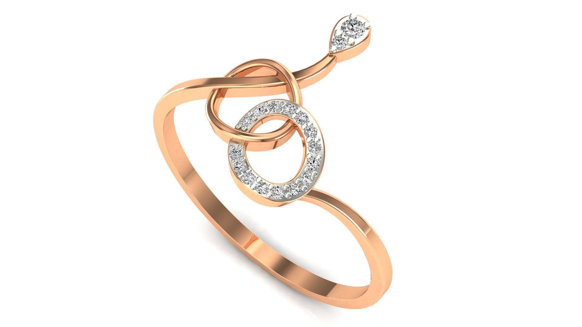 Ring-06 sterling silver ring with diamonds 3D print model_1