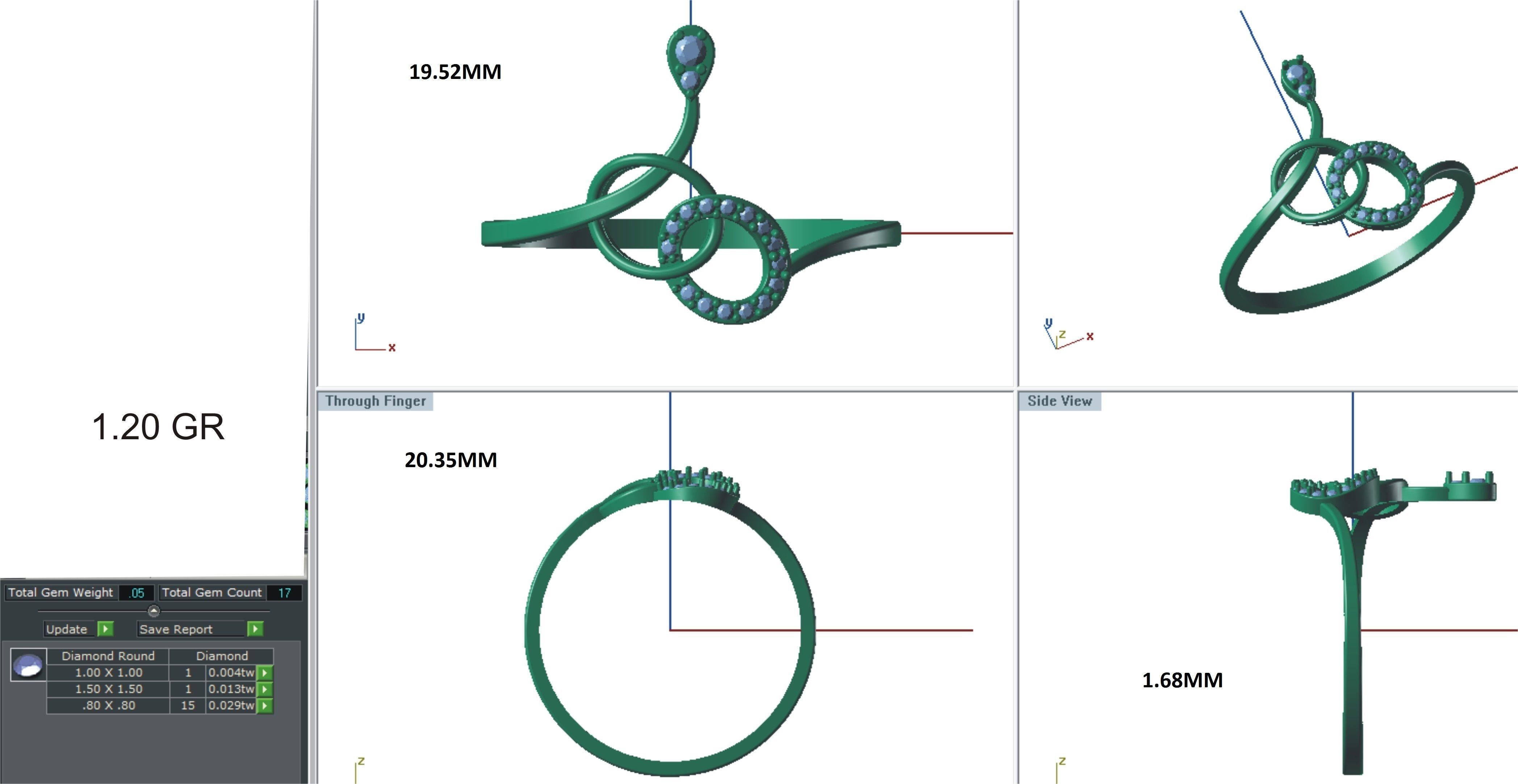 Ring-06 sterling silver ring with diamonds 3D print model_24
