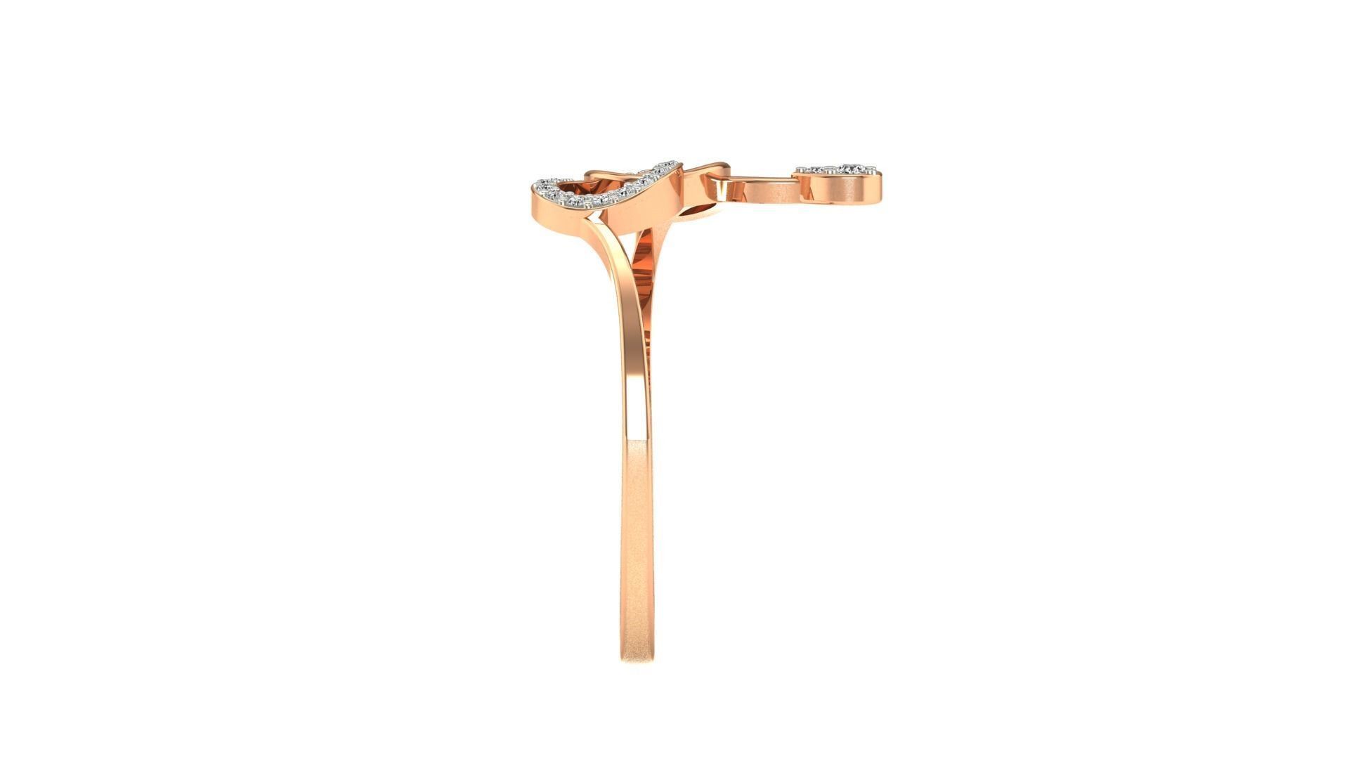 Ring-06 sterling silver ring with diamonds 3D print model_13