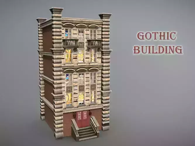 Gothic Building Low-poly 3D model