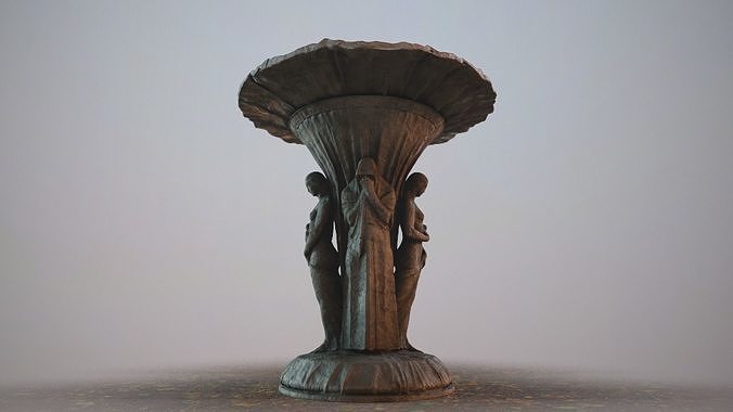 BirdBath Statue 3D model 2