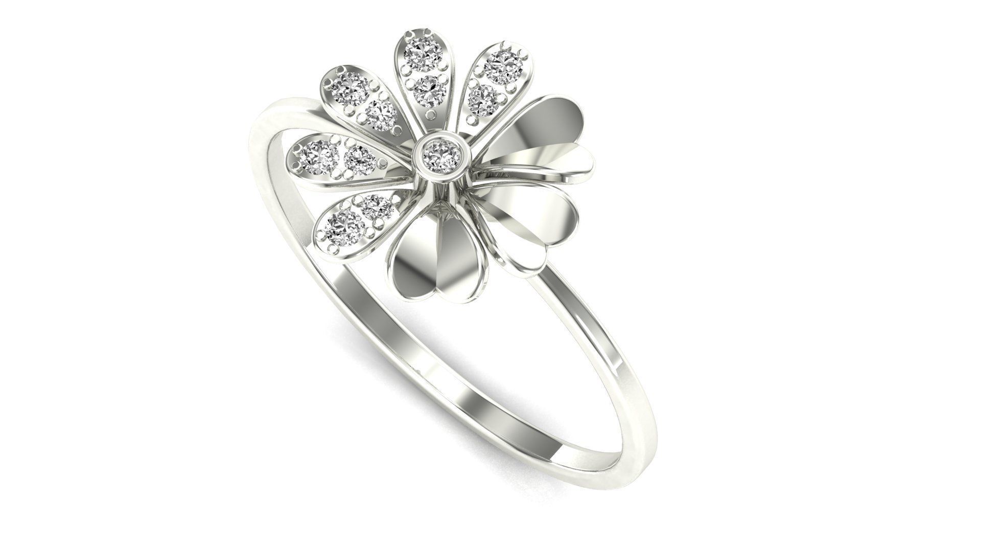 Ring-05 rose gold ring with diamonds 3D print model_3