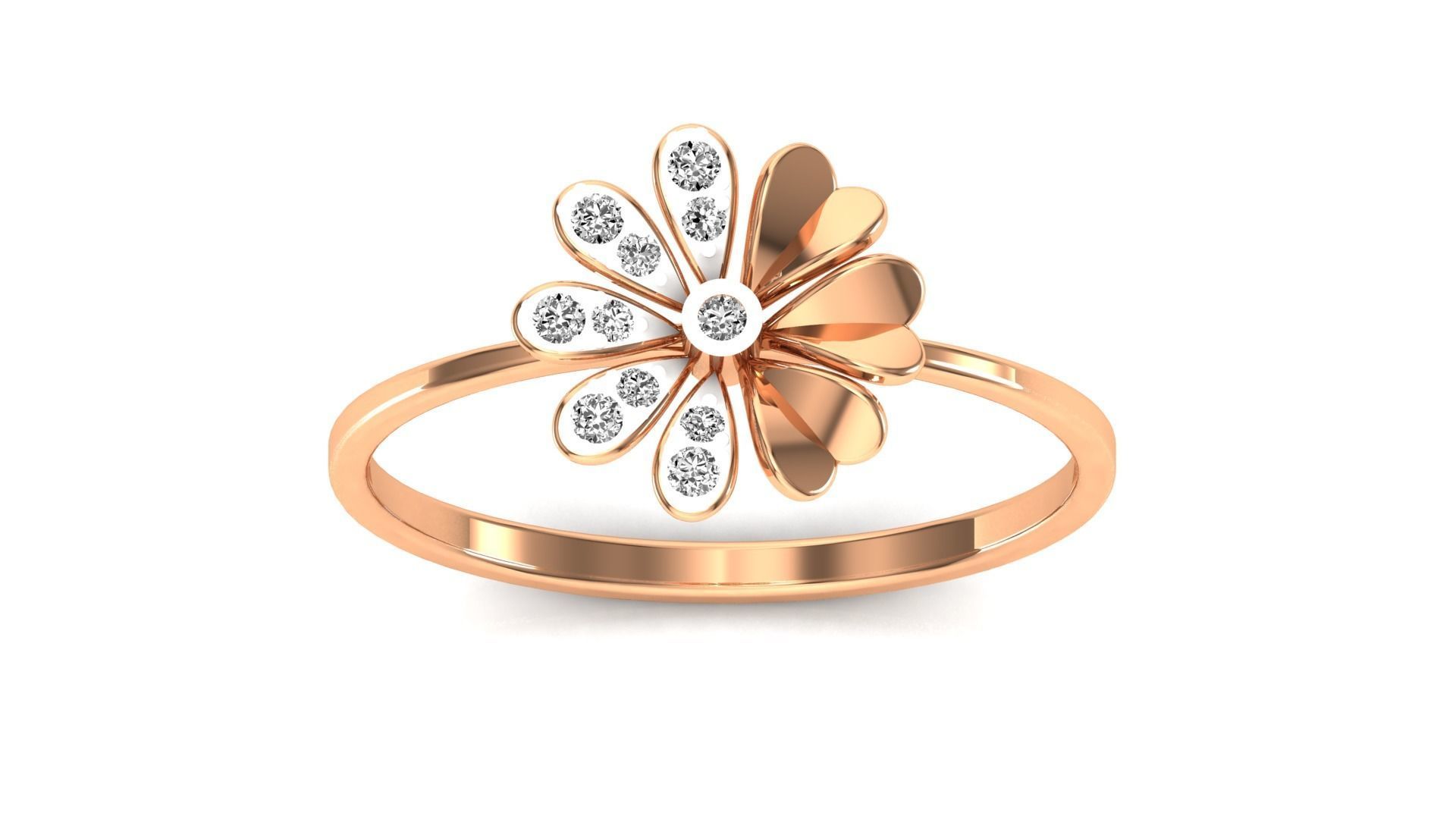 Ring-05 rose gold ring with diamonds 3D print model_19