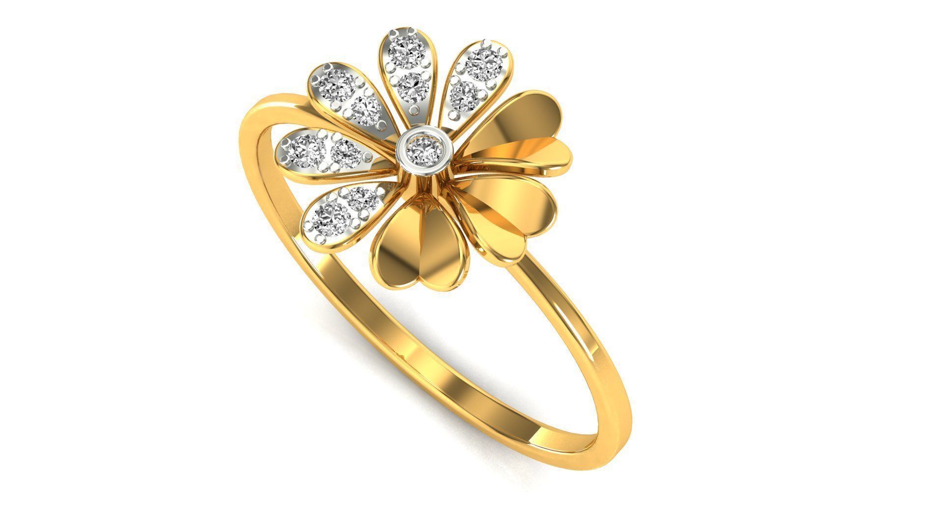 Ring-05 rose gold ring with diamonds 3D print model_4