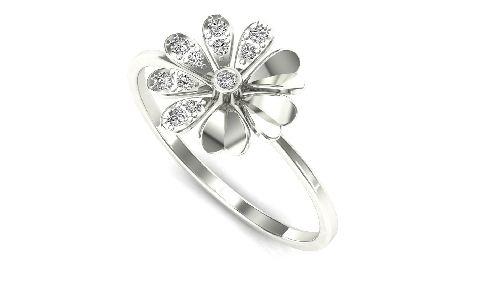 Ring-05 rose gold ring with diamonds 3D print model_2