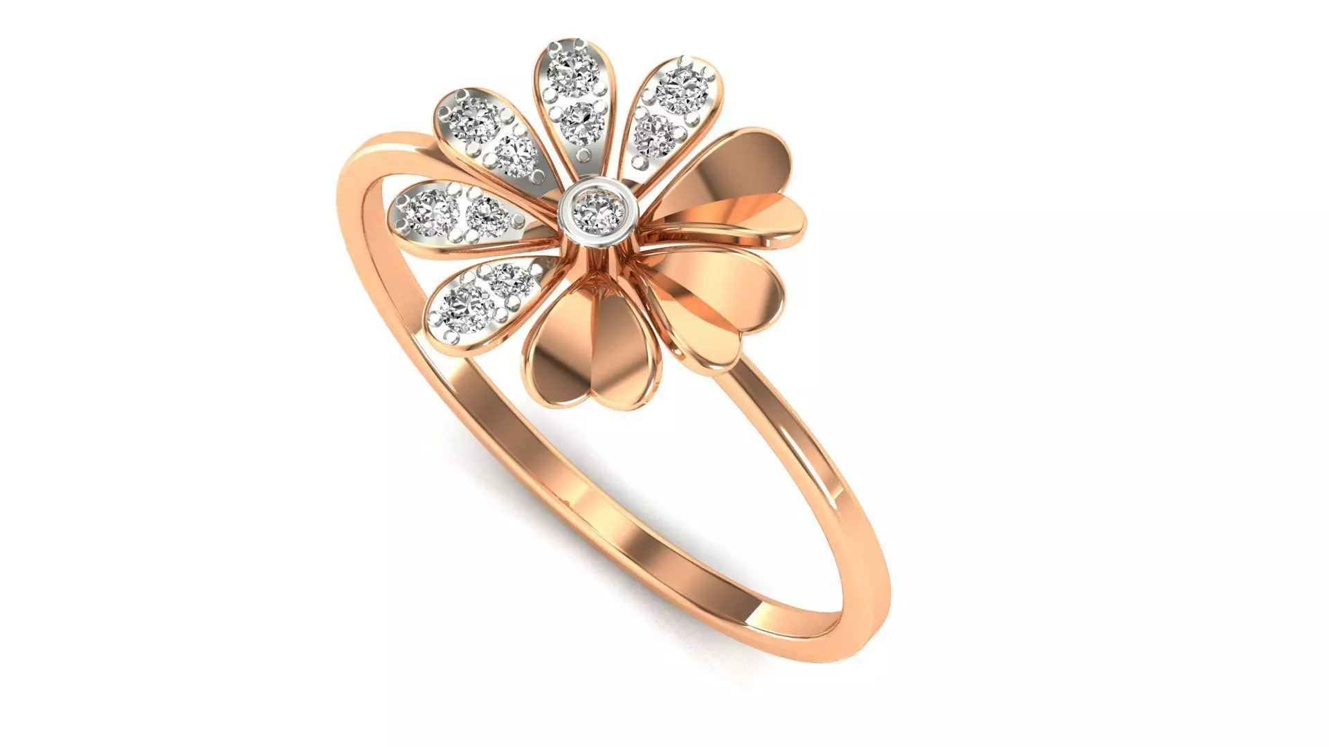 Ring-05 rose gold ring with diamonds 3D print model_0