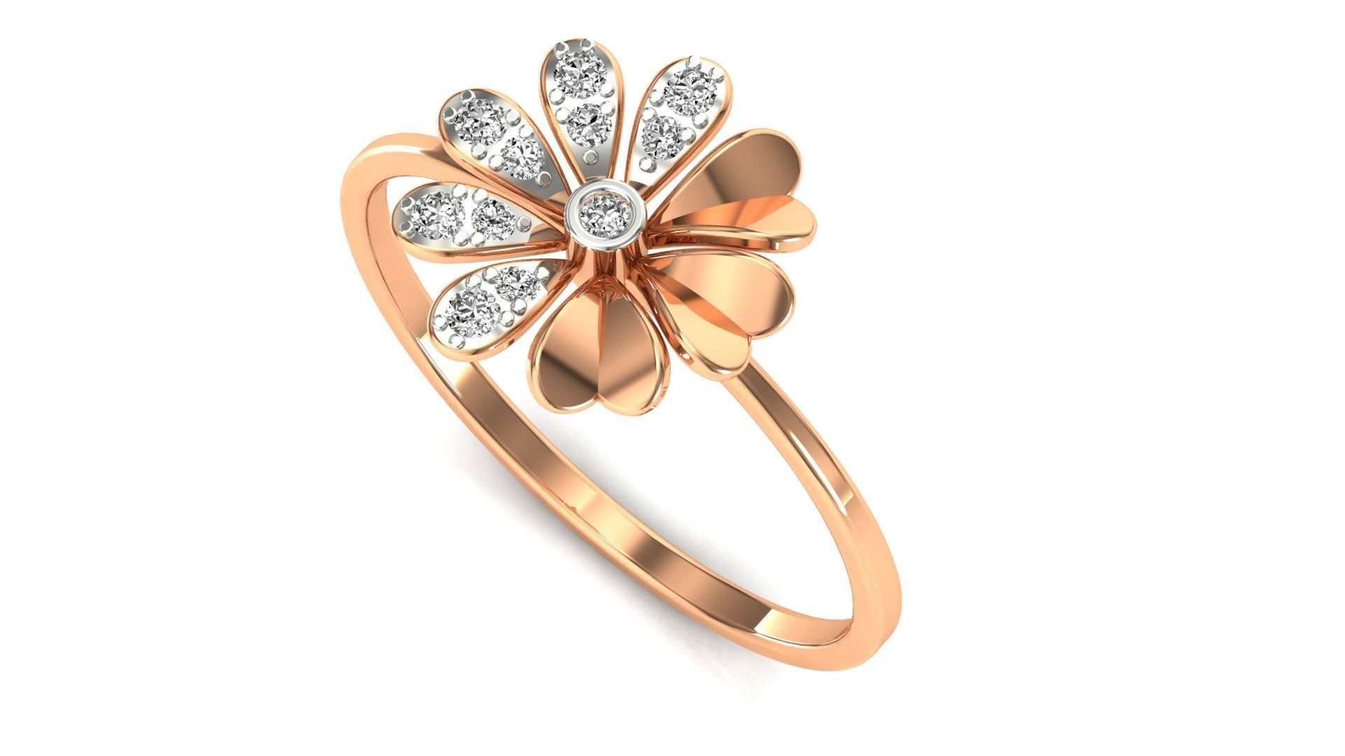 Ring-05 rose gold ring with diamonds 3D print model_1