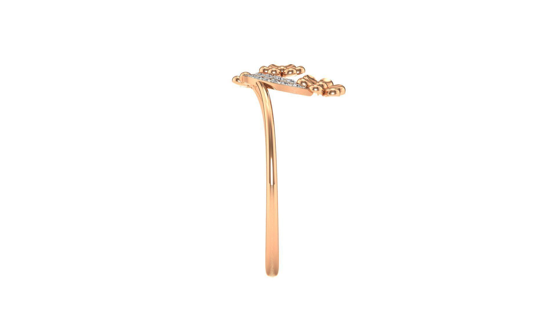 Ring-02 rose gold flower ring with diamonds 3D print model_12
