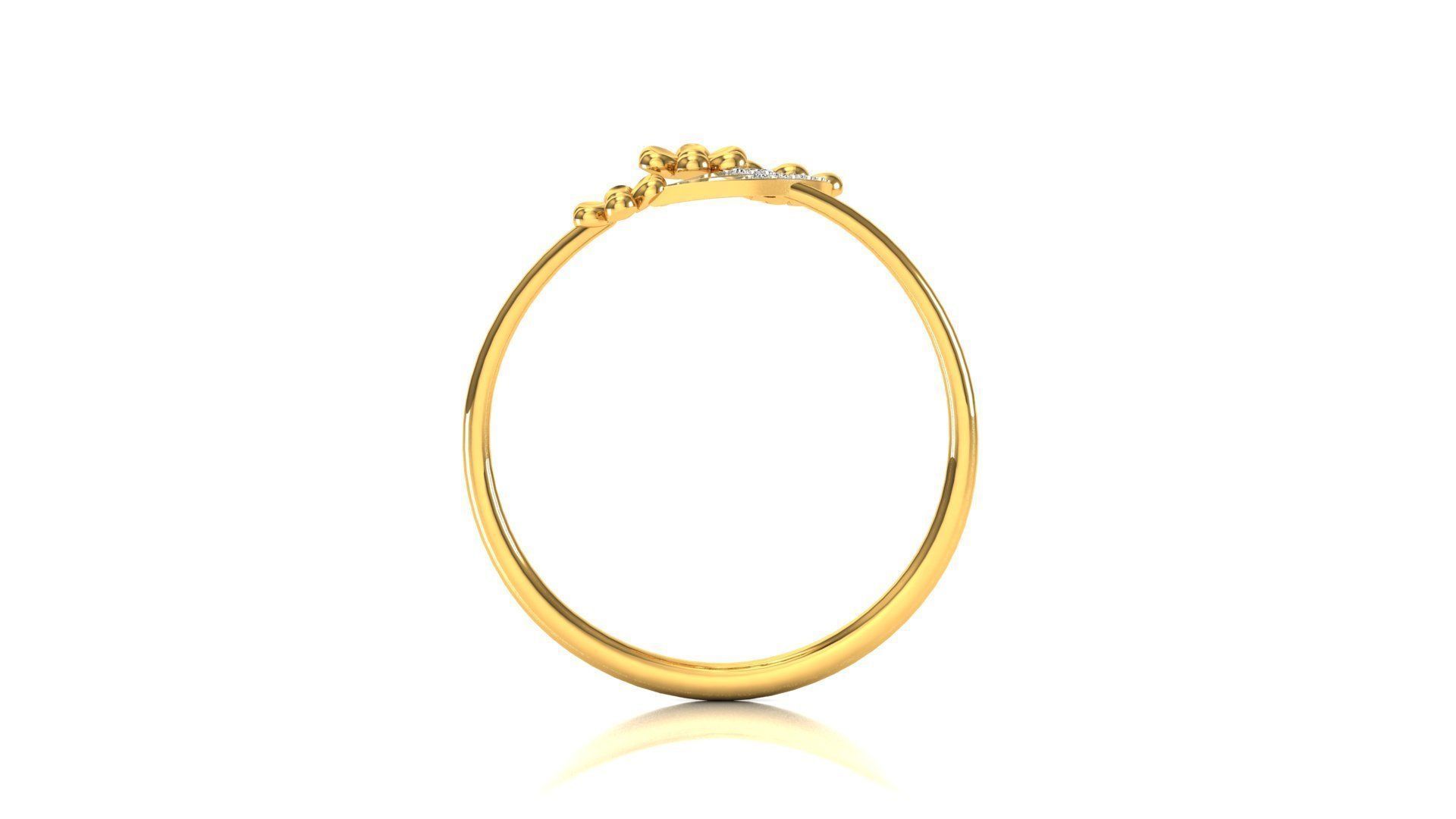 Ring-02 rose gold flower ring with diamonds 3D print model_11