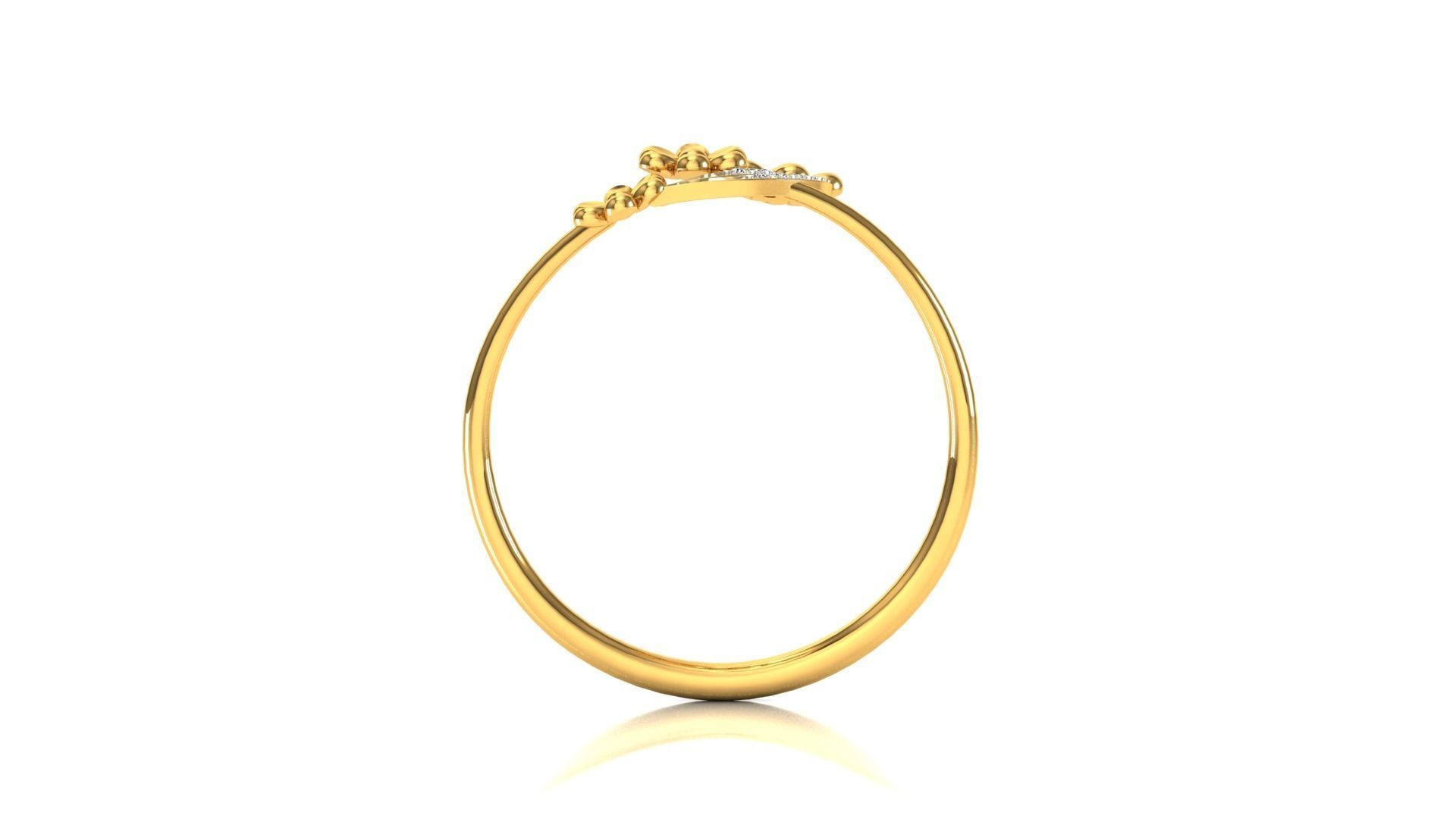 Ring-02 rose gold flower ring with diamonds 3D print model_10