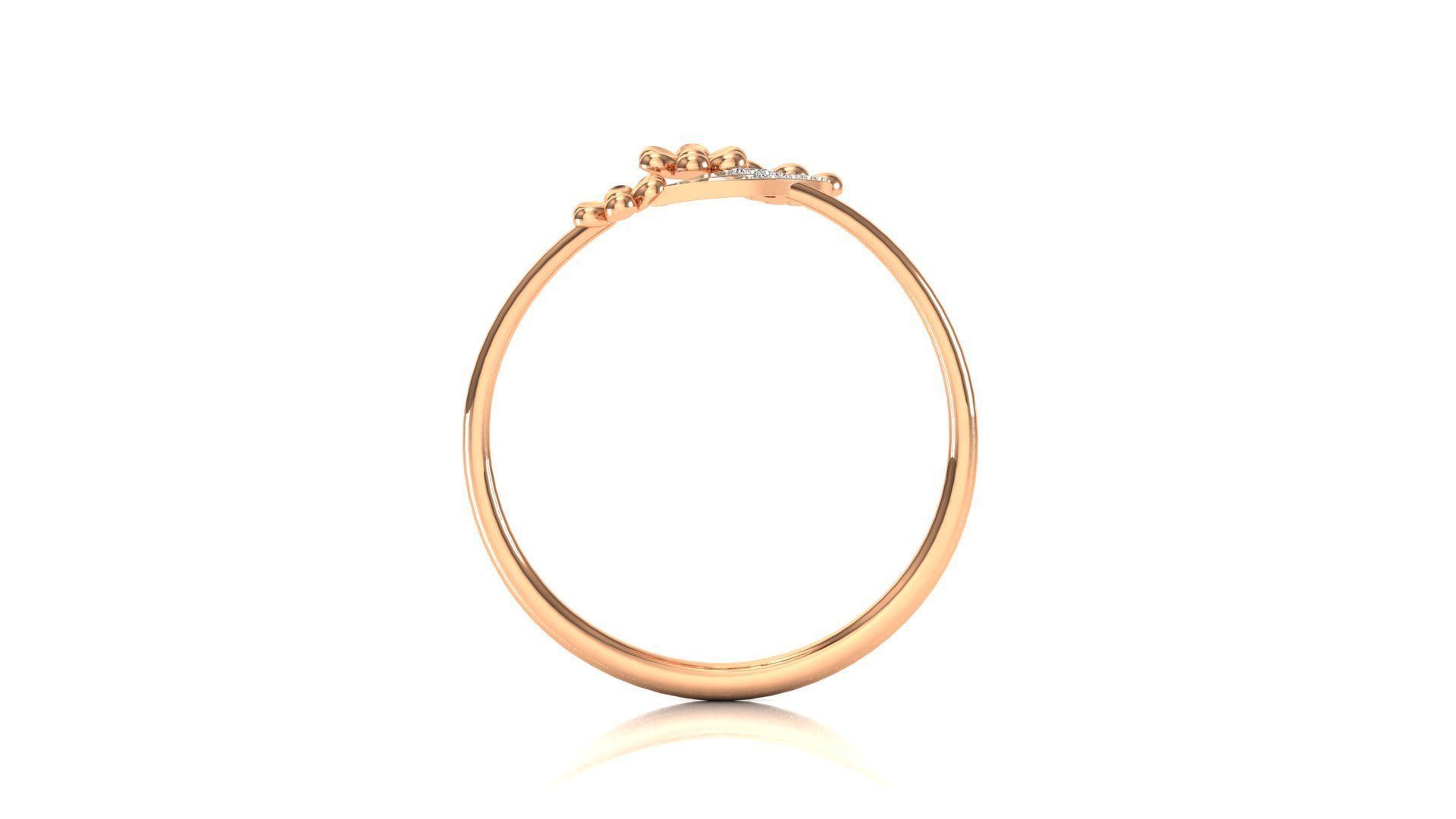 Ring-02 rose gold flower ring with diamonds 3D print model_7