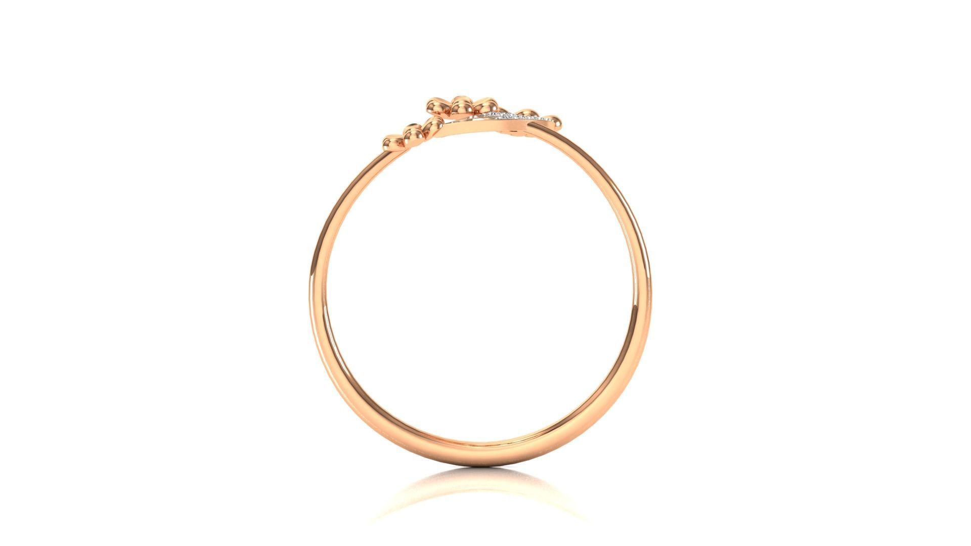Ring-02 rose gold flower ring with diamonds 3D print model_6