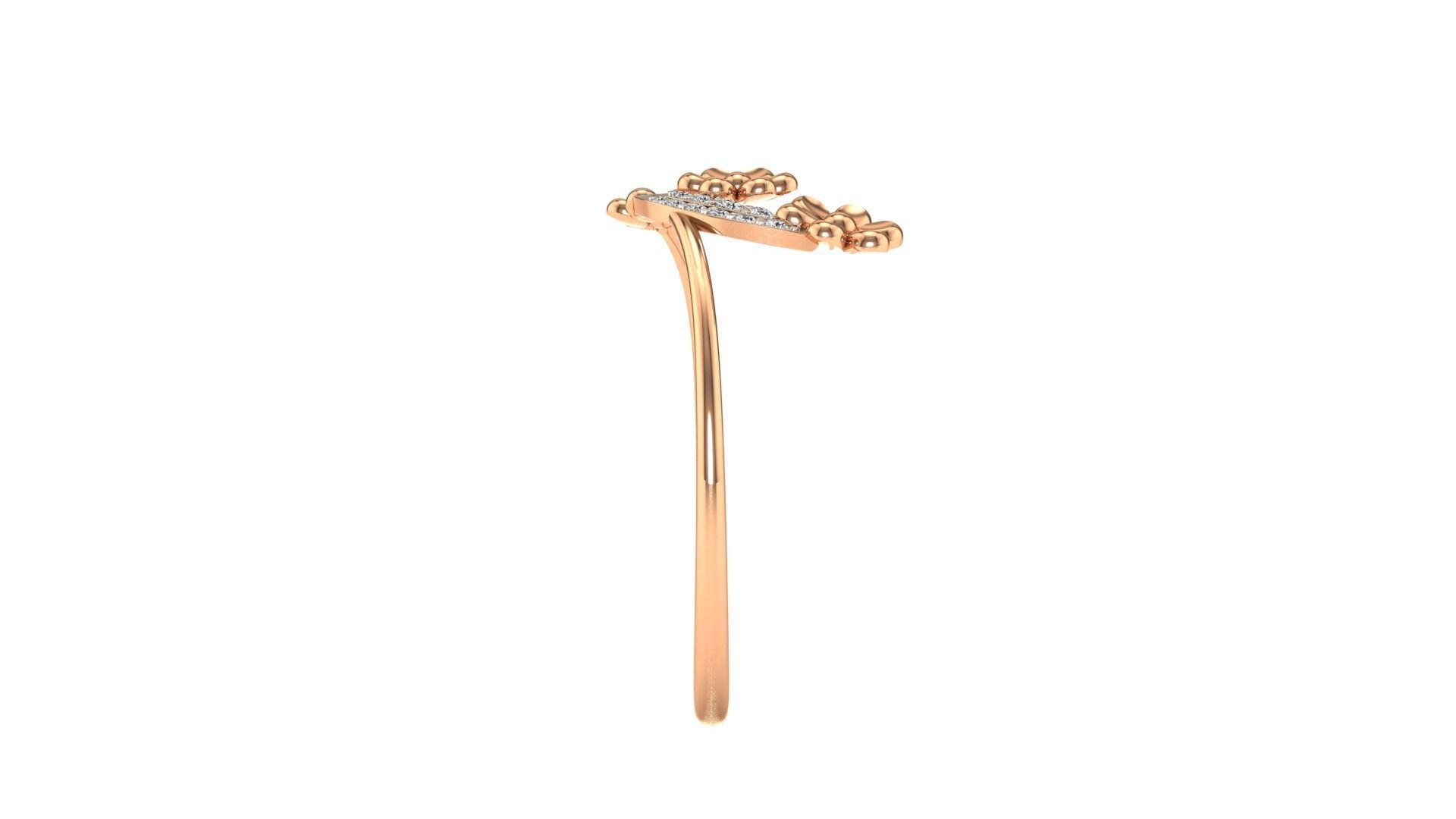 Ring-02 rose gold flower ring with diamonds 3D print model_13