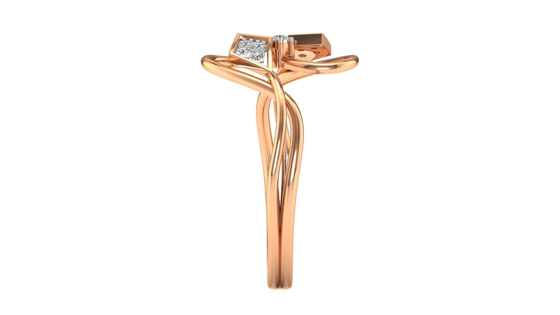 Ring-115 diamond ring in rose gold 3D print model_13