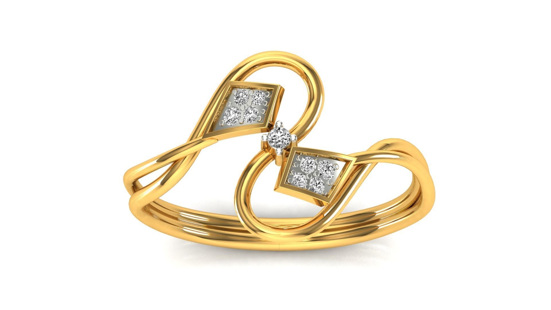 Ring-115 diamond ring in rose gold 3D print model_23