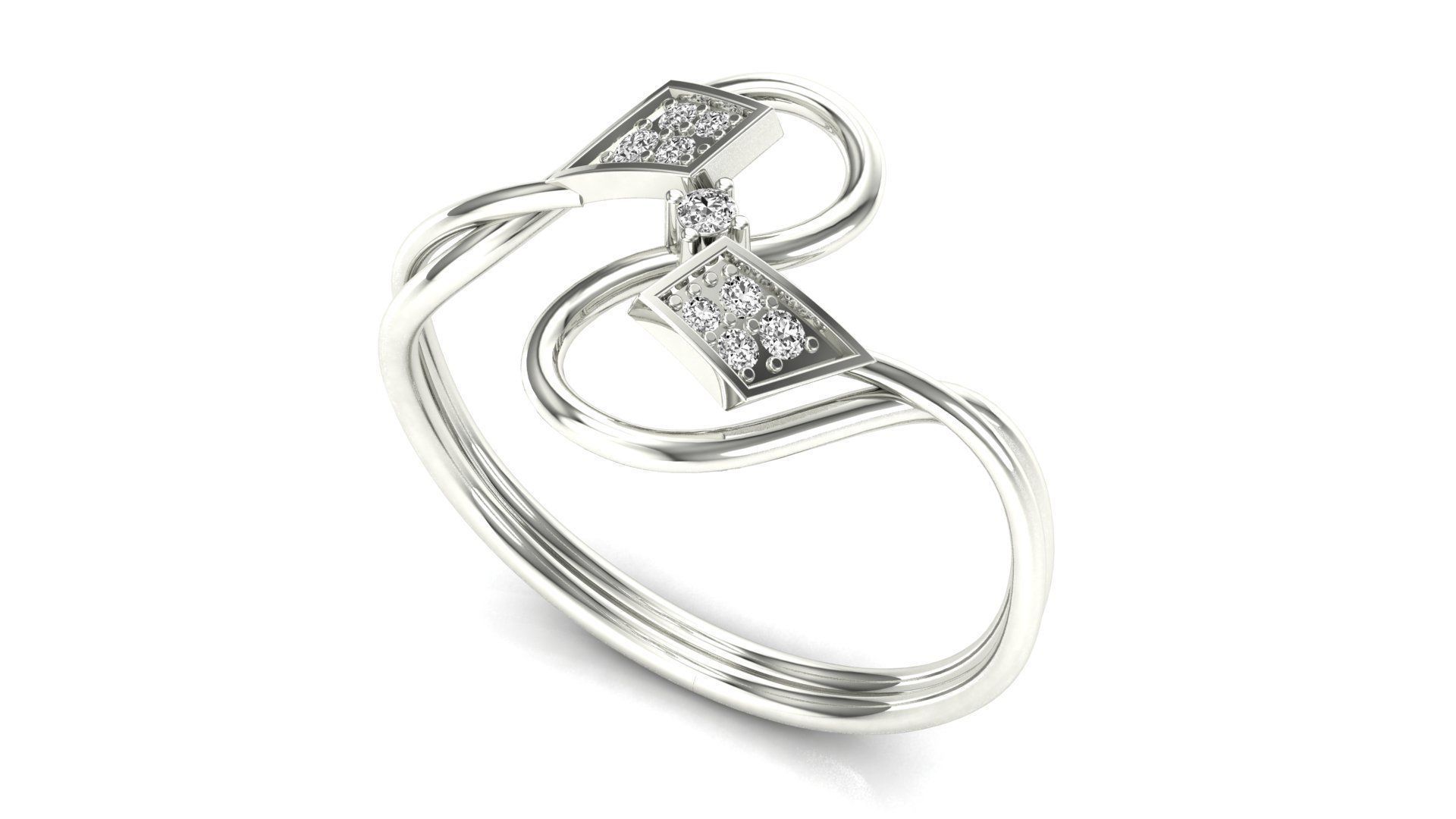 Ring-115 diamond ring in rose gold 3D print model_3