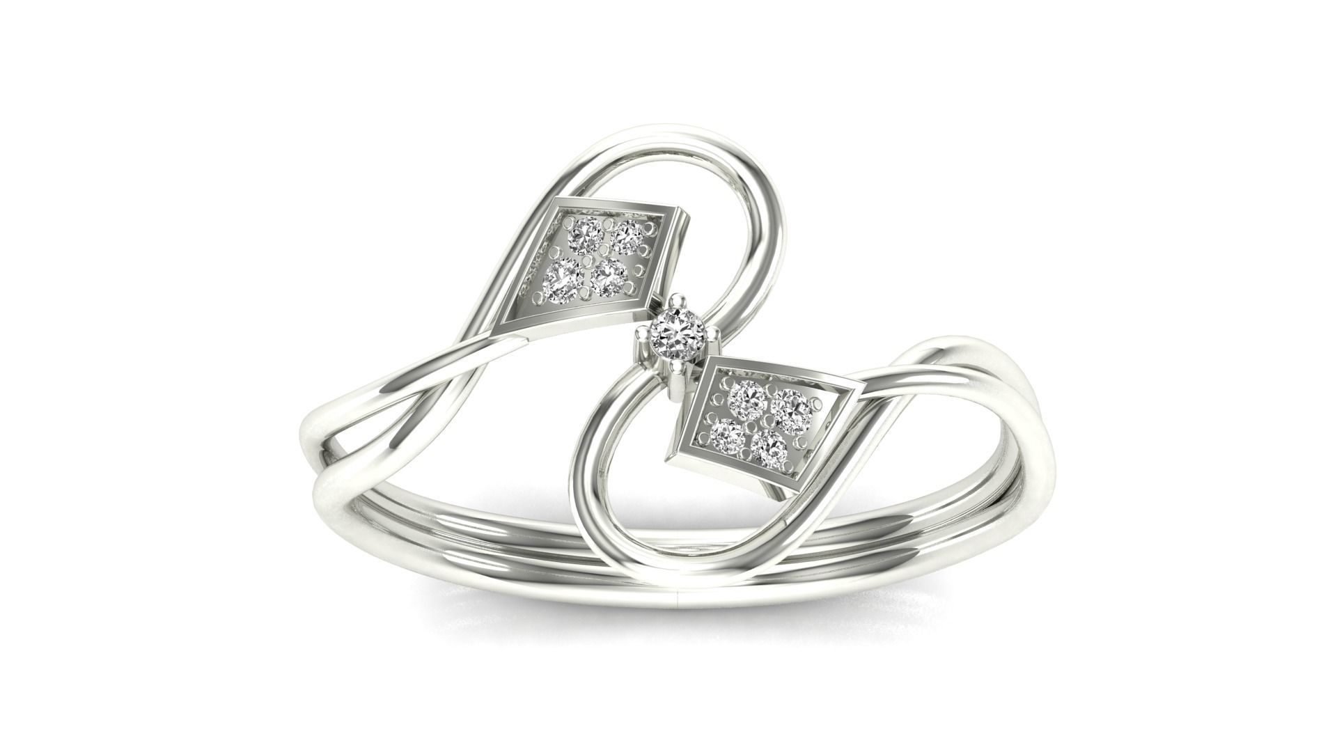 Ring-115 diamond ring in rose gold 3D print model_21