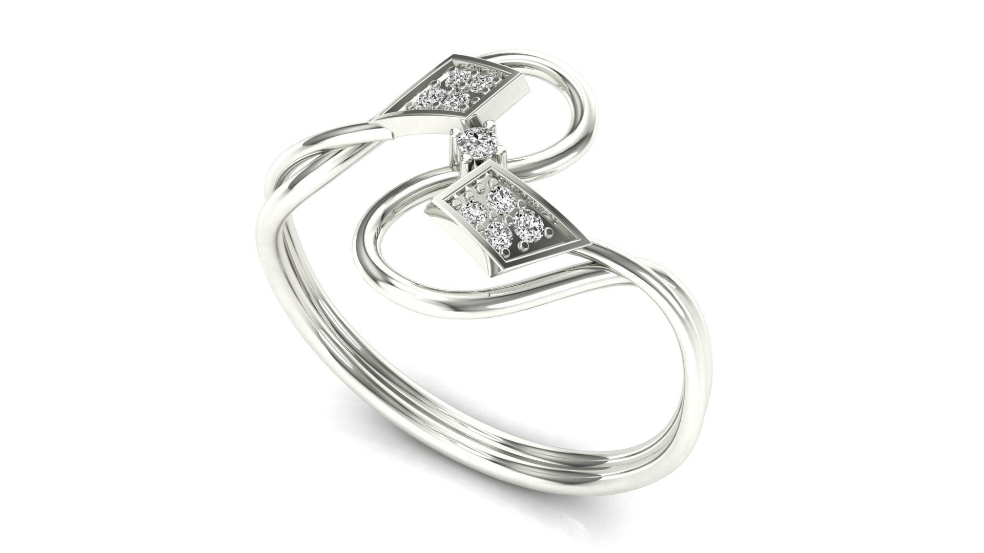 Ring-115 diamond ring in rose gold 3D print model_4