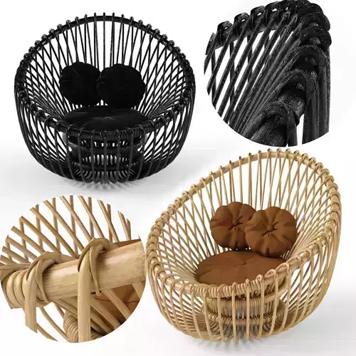 Italian rattan armchairs 3D model