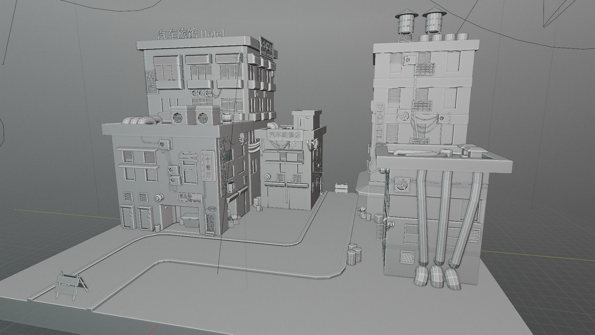 Cyberpunk Buildings  Low-poly 3D model_8