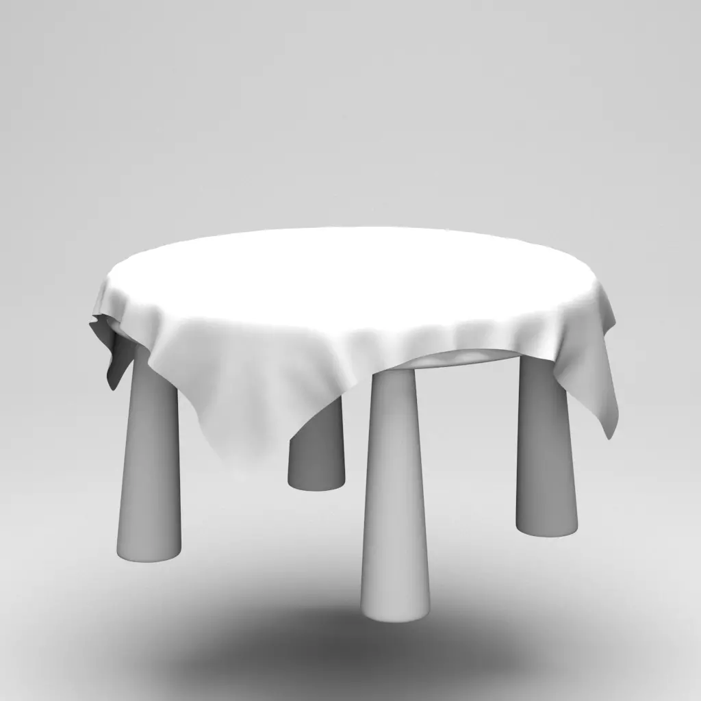 Table with cloth Low-poly 3D model_0